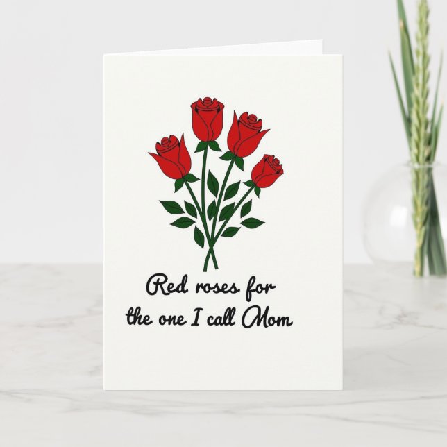 Red Roses Mom Floral Card (Front)