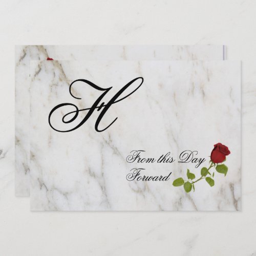 Red roses  monogram  From this day forward Invitation