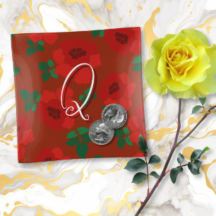 Red Roses Monogram Trinket Tray