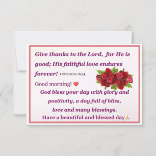 Red Roses Morning Blessing Card