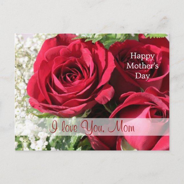 Red roses Mother's day Postcard (Front)