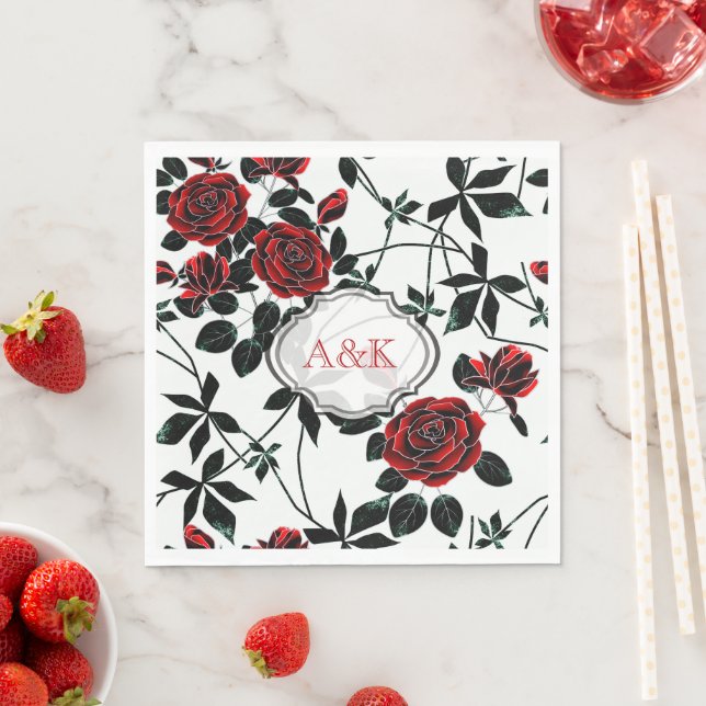 Red roses . napkins (Insitu)