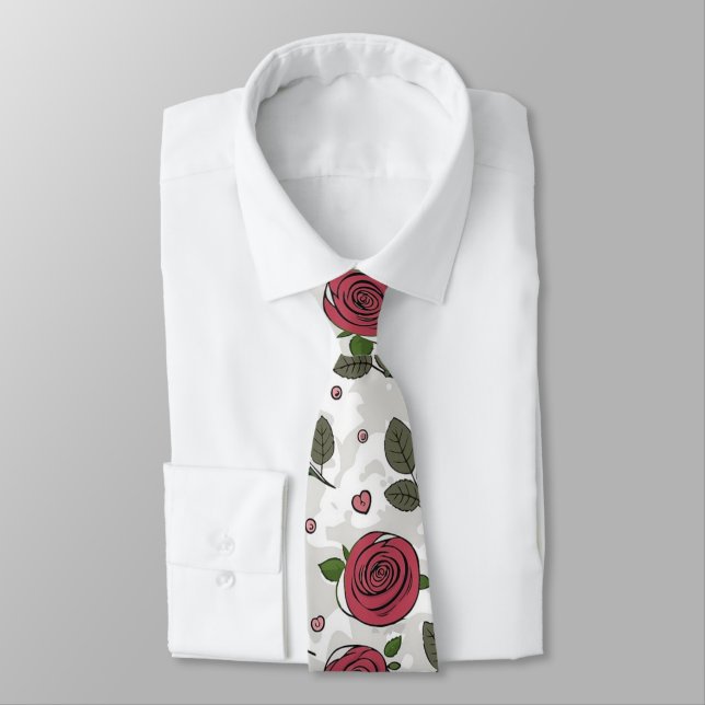 Red Roses  Neck Tie (Tied)