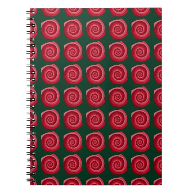Red roses on a green backgroundabstract, backgroun notebook (Front)