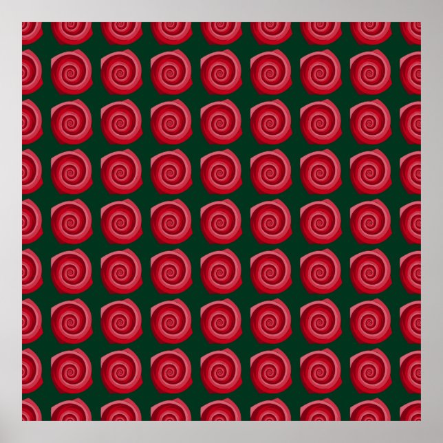 Red roses on a green backgroundabstract, backgroun poster (Front)