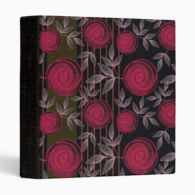 Red roses on black. 3 ring binder (Front/Spine)