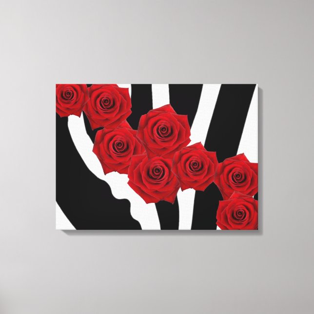 RED ROSES ON BLACK AND WHITE ZEBRA PRINT (Front)