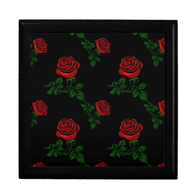 red roses on black background gift box (Front)