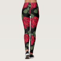 Black leggings clearance with red roses