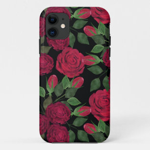 Red roses on black.  iPhone 11 case