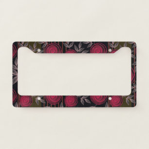 Red roses on black. license plate frame
