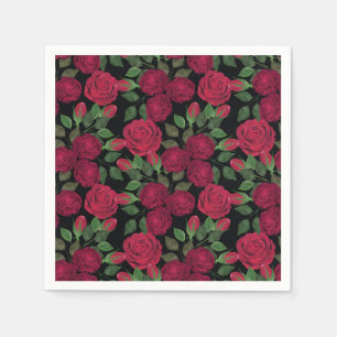 Red roses on black. napkins