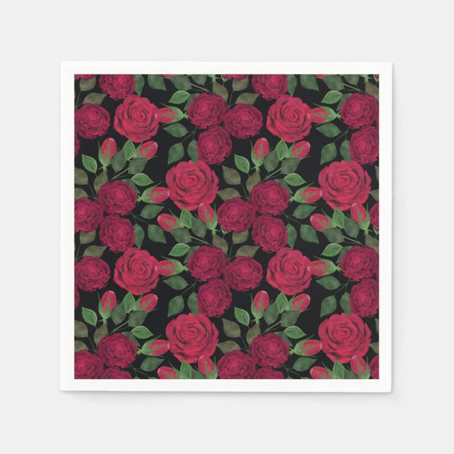 Red roses on black. napkins (Front)