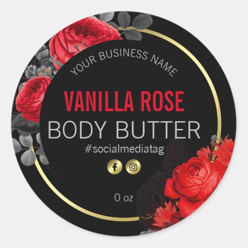 Red Roses On Black Product Labels