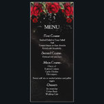 Red Roses on black Wedding Menu Card<br><div class="desc">Red Roses on black Wedding Menu Card. Matching items in my store.</div>