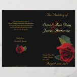Red Roses On Black Wedding Program at Zazzle