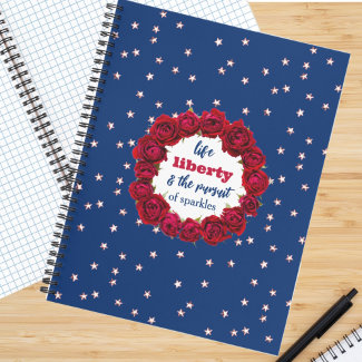 Red roses on blue starry background patriotic text