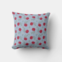 Red Roses on Light Blue Oversized Calico