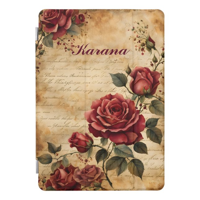 Red Roses on Old Parchment  iPad Pro Cover (Front)