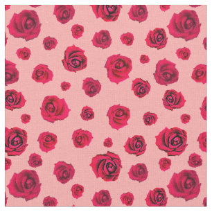 Red Roses on Pink Fabric