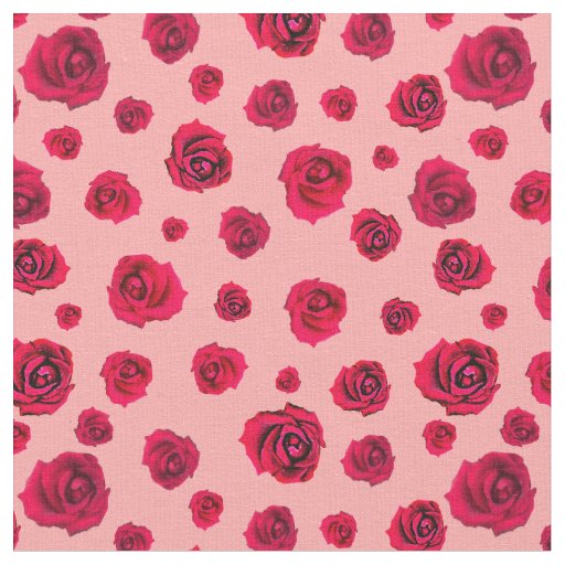 Red Roses on Pink Fabric