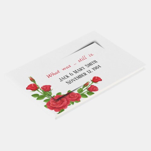 Red Roses On White Vow Renewal Guest Book