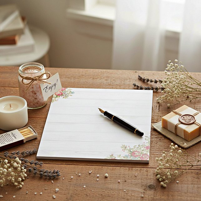 Red roses on wood notepad (Creator Uploaded)