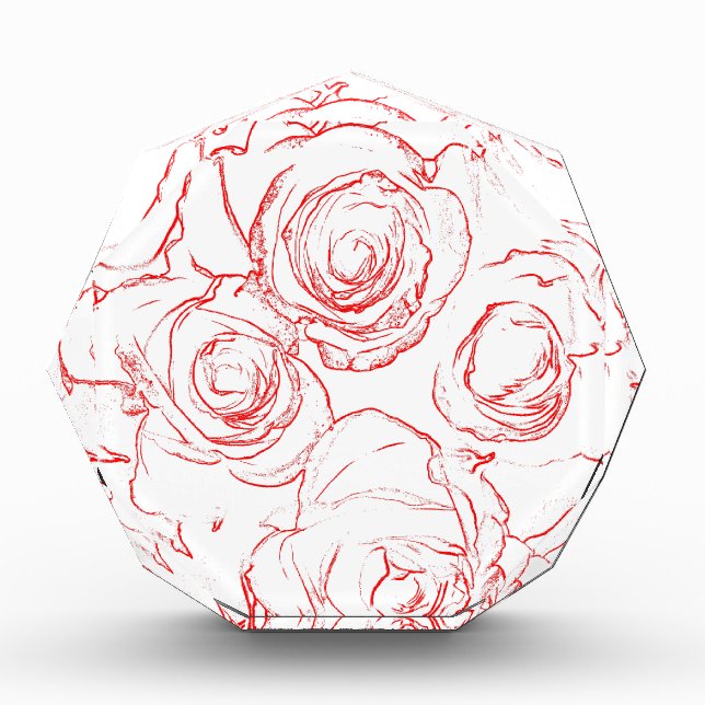 Red Roses Outlines Acrylic Award (Front)
