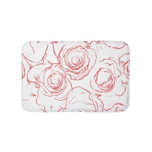 Red Roses Outlines Bath Mat