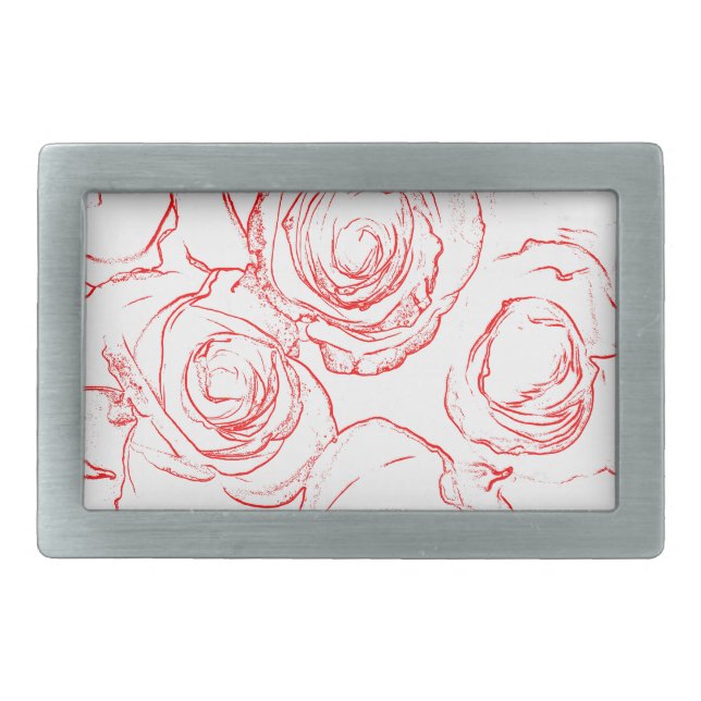 Red Roses Outlines Belt Buckle (Front)