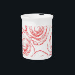 Red Roses Outlines Beverage Pitcher<br><div class="desc">Image of red roses outlines.
All digital drawing.</div>
