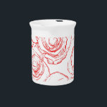 Red Roses Outlines Beverage Pitcher<br><div class="desc">Image of red roses outlines.
All digital drawing.</div>