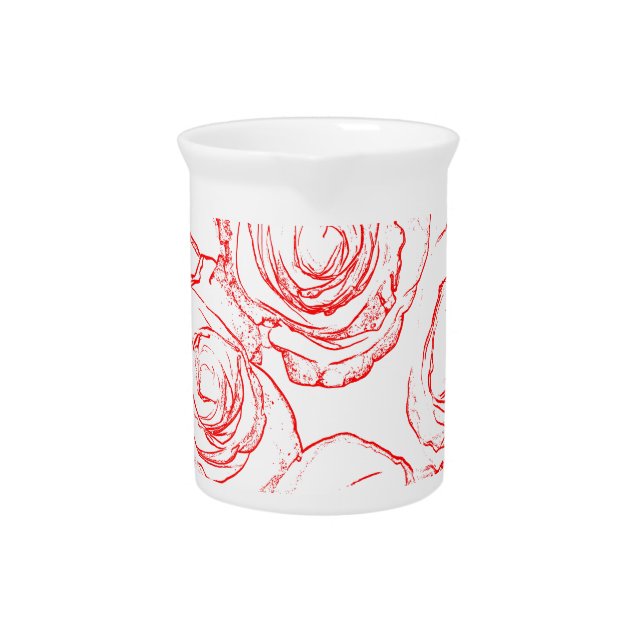 Red Roses Outlines Beverage Pitcher (Front)