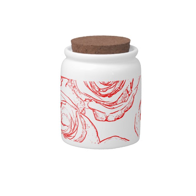Red Roses Outlines Candy Jar (Front)