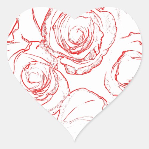 Red Roses Outlines Heart Sticker