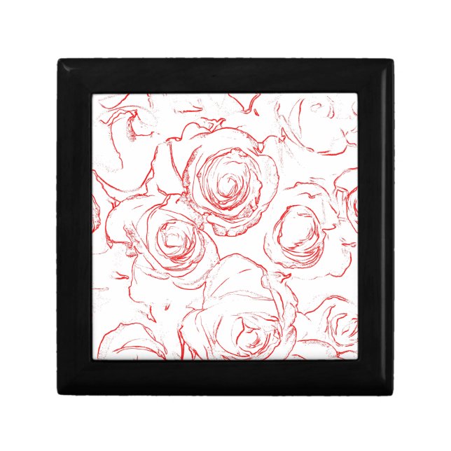 Red Roses Outlines Jewelry Box (Front)