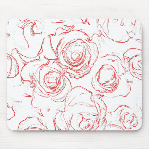 Red Roses Outlines Mouse Pad