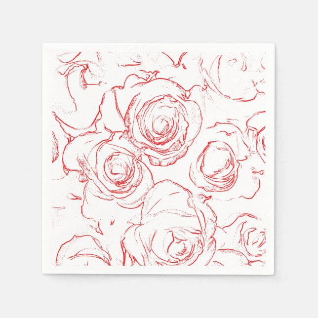 Red Roses Outlines Napkins (Front)