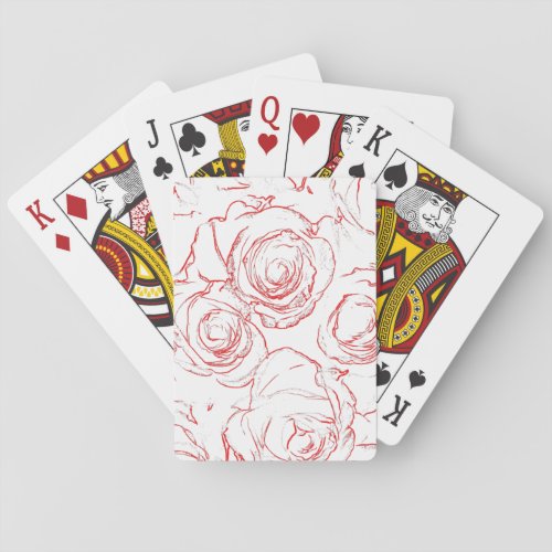 Red Roses Outlines Poker Cards