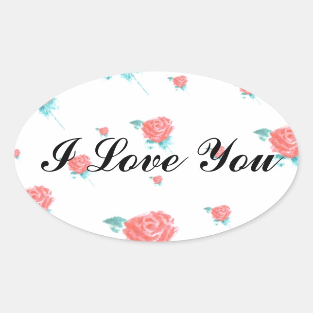 Red Roses Oval Sticker (Front)