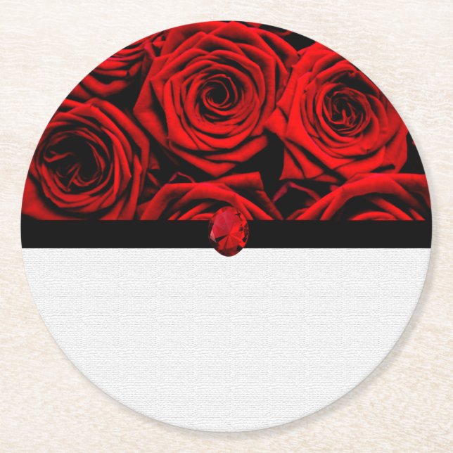 Red Roses Paper Coaster (Front)