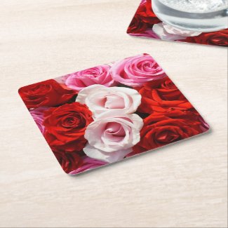 Red Roses Paper Coasters