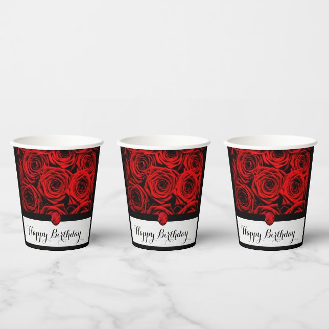 Red Roses Paper Cups (Multi)