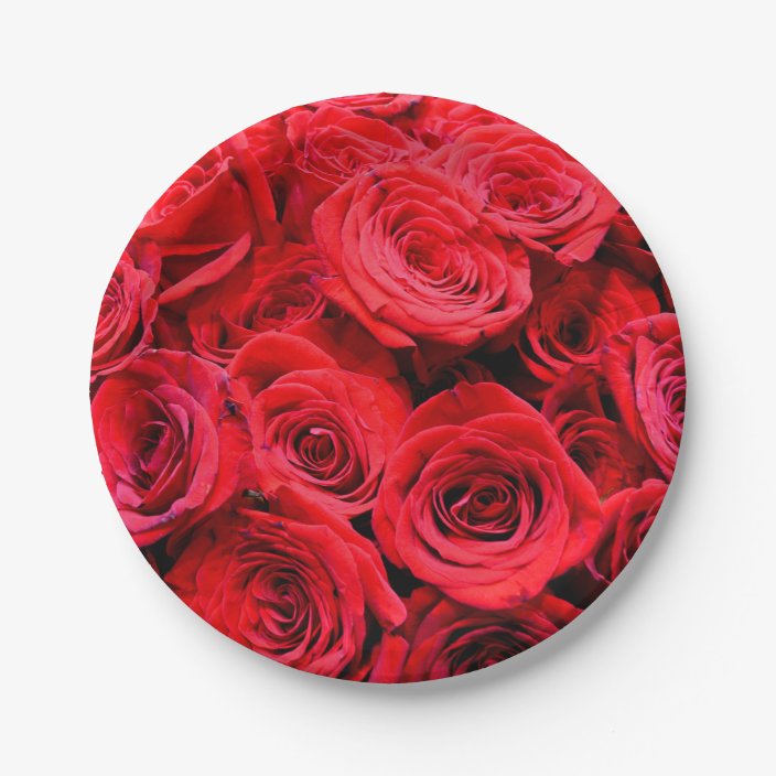 Red Roses Paper Plate | Zazzle.com