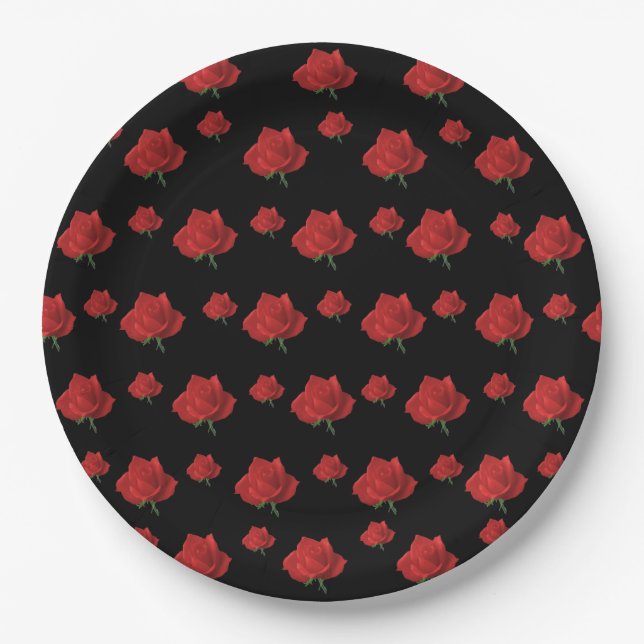 Red Roses Paper Plates (Front)