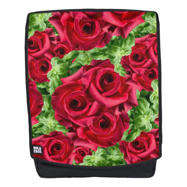 Red Roses Path Flower Garland Backpack (Front)