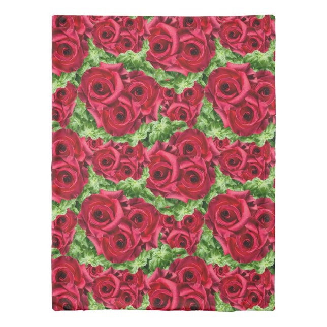 Red Roses Path Flower Garland Duvet Cover (Back)