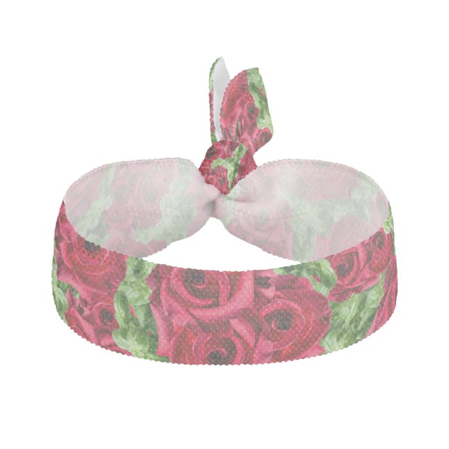 Red Roses Path Flower Garland Elastic Hair Tie (Front)