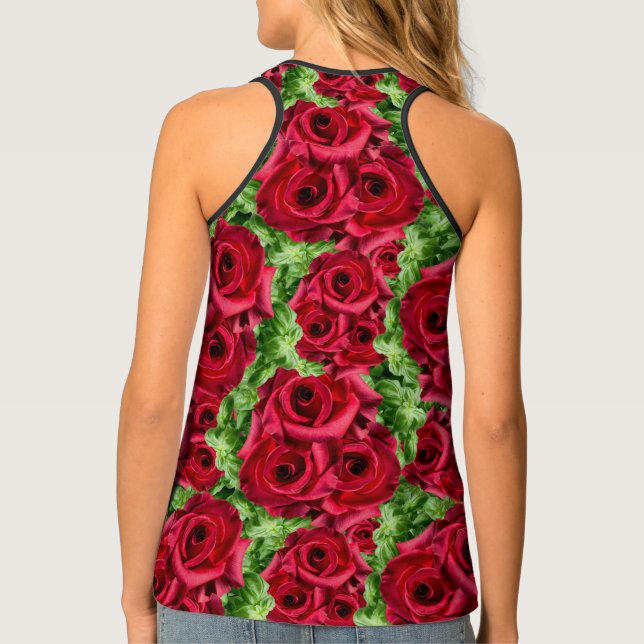 Red Roses Path Flower Garland Tank Top (Back)