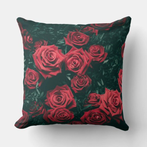 Red Roses Pattern Background Throw Pillow